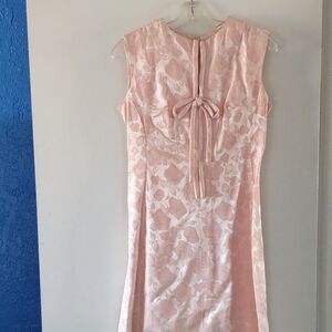 Sleeveless Pink Jacquard Bow-Back Dress